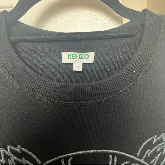 KENZO Black Crewneck with Logo Embroidery - Size S; Like New - Picture 3 of 10